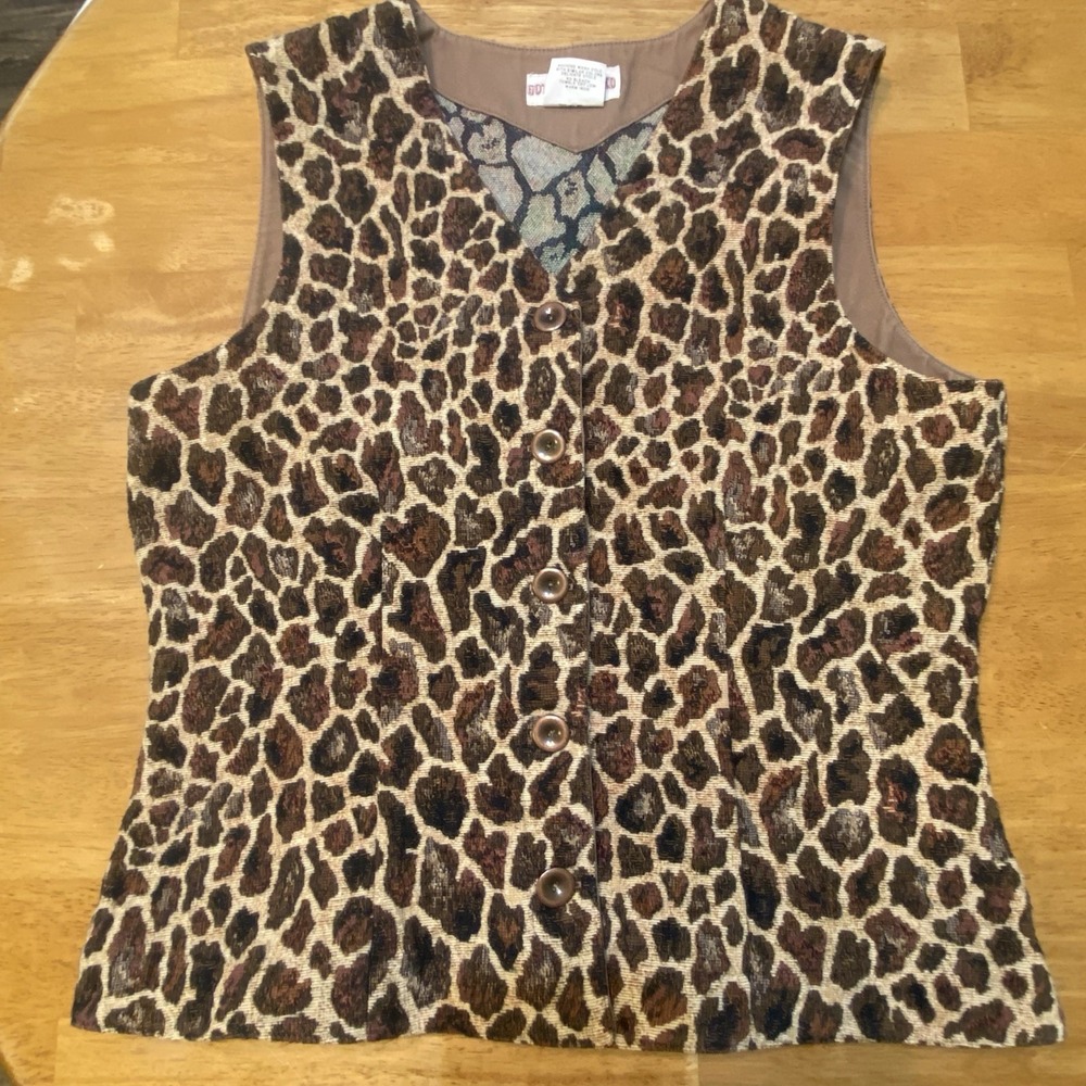 Animal Print Vest Gotcha Covered Women's Size Small S‎ Vintage EUC